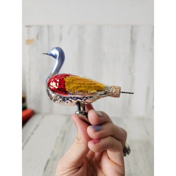 Vintage Germany Mercury glass swan clip bird goose ornament axis tree - Picture 7 of 10